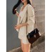 Solid 3 4 Sleeve Lapel Elastic Waist Two Pieces Suit Solid 3 4 Sleeve Lapel Elastic Waist Two Pieces Suit