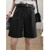 Solid Loose Pocket Wide Leg Casual Women Shorts Solid Loose Pocket Wide Leg Casual Women Shorts