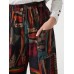 Vintage Print Dual Pocket Elastic Waist Pants For Women Vintage Print Dual Pocket Elastic Waist Pants For Women