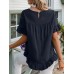 Solid Ruffle Round Neck Short Sleeve Casual Blouse Solid Ruffle Round Neck Short Sleeve Casual Blouse