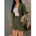 Solid 3 4 Sleeve Lapel Elastic Waist Two Pieces Suit Solid 3 4 Sleeve Lapel Elastic Waist Two Pieces Suit