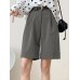 Solid Loose Pocket Wide Leg Casual Women Shorts Solid Loose Pocket Wide Leg Casual Women Shorts