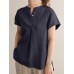 Solid Slit Short Sleeve Crew Neck Casual Loose Blouse Solid Slit Short Sleeve Crew Neck Casual Loose Blouse