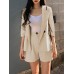 Solid 3 4 Sleeve Lapel Elastic Waist Two Pieces Suit Solid 3 4 Sleeve Lapel Elastic Waist Two Pieces Suit