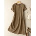 Solid Short Sleeve Crew Neck Casual Dress For Women Solid Short Sleeve Crew Neck Casual Dress For Women