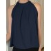 Women Solid Keyhole Back Sleeveless Halter Tank Top Women Solid Keyhole Back Sleeveless Halter Tank Top