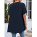 Solid Split Roll Sleeve High Low Hem Casual Blouse Solid Split Roll Sleeve High Low Hem Casual Blouse