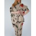 Plant Print Irregular Hem Casual Suit Plant Print Irregular Hem Casual Suit