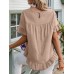 Solid Ruffle Round Neck Short Sleeve Casual Blouse Solid Ruffle Round Neck Short Sleeve Casual Blouse
