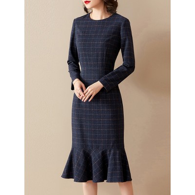blue plaid dress HE1004-03-04 blue plaid dress HE1004-03-04