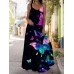 Fashionable women's black butterfly printed long dress with long sleeves HF2313-02-03 Fashionable women's black butterfly printed long dress with long sleeves HF2313-02-03