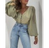V-neck new casual loose solid color top HF1711-02-01