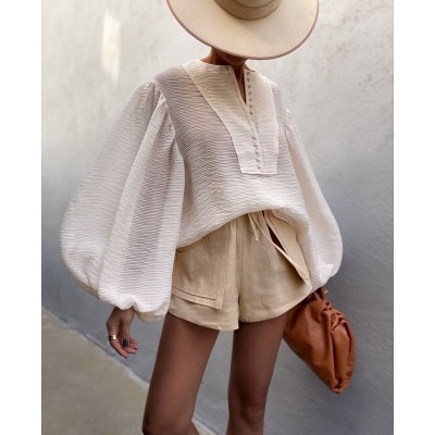 European and American lantern versatile women's shirt HE1609-02-01 European and American lantern versatile women's shirt HE1609-02-01