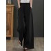 Women Solid Drawstring Waist Pocket Wide Leg Pants Women Solid Drawstring Waist Pocket Wide Leg Pants