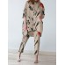 Plant Print Irregular Hem Casual Suit Plant Print Irregular Hem Casual Suit