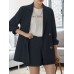 Solid Long Sleeve Button Front Pocket Two Pieces Suit Solid Long Sleeve Button Front Pocket Two Pieces Suit