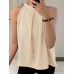 Women Solid Keyhole Back Sleeveless Halter Tank Top Women Solid Keyhole Back Sleeveless Halter Tank Top