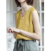 Cotton Solid V neck Casual Sleeveless Tank Top Cotton Solid V neck Casual Sleeveless Tank Top
