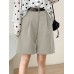 Solid Loose Pocket Wide Leg Casual Women Shorts Solid Loose Pocket Wide Leg Casual Women Shorts