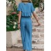 Embroidery Drawstring Waist Ruffle Wide Leg Two Pieces Suit Embroidery Drawstring Waist Ruffle Wide Leg Two Pieces Suit