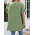 Solid Split Roll Sleeve High Low Hem Casual Blouse Solid Split Roll Sleeve High Low Hem Casual Blouse