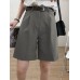 Solid Loose Pocket Wide Leg Casual Women Shorts Solid Loose Pocket Wide Leg Casual Women Shorts