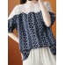 Stripe Lace Patchwork Half Sleeve Round Neck Blouse Stripe Lace Patchwork Half Sleeve Round Neck Blouse