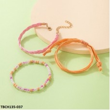 TBCH135 YYE Beads & Polyester 3 Hand Bracelet