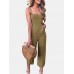 Solid Color Button Pocket Zipper Strap Sleeveless Loose Casual Jumpsuit Solid Color Button Pocket Zipper Strap Sleeveless Loose Casual Jumpsuit