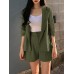 Solid 3 4 Sleeve Lapel Elastic Waist Two Pieces Suit Solid 3 4 Sleeve Lapel Elastic Waist Two Pieces Suit