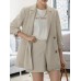 Solid Long Sleeve Button Front Pocket Two Pieces Suit Solid Long Sleeve Button Front Pocket Two Pieces Suit