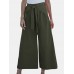 Solid Color Lace up Wide Legged Elastic Waist Cotton Pants Solid Color Lace up Wide Legged Elastic Waist Cotton Pants