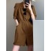Solid Button Pocket Elastic Waist Lapel Short Sleeve Casual Romper Solid Button Pocket Elastic Waist Lapel Short Sleeve Casual Romper