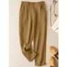 Solid Pocket Elastic Waist Casual Harem Pants For Women