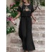 Embroidery Drawstring Waist Ruffle Wide Leg Two Pieces Suit Embroidery Drawstring Waist Ruffle Wide Leg Two Pieces Suit