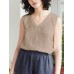 Cotton Solid V neck Casual Sleeveless Tank Top Cotton Solid V neck Casual Sleeveless Tank Top