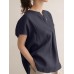Solid Slit Short Sleeve Crew Neck Casual Loose Blouse Solid Slit Short Sleeve Crew Neck Casual Loose Blouse