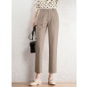 Solid Pocket Pleated Tailored Pants For Women
