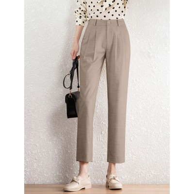Solid Pocket Pleated Tailored Pants For Women Solid Pocket Pleated Tailored Pants For Women
