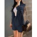 Solid 3 4 Sleeve Lapel Elastic Waist Two Pieces Suit Solid 3 4 Sleeve Lapel Elastic Waist Two Pieces Suit