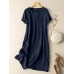 Solid Short Sleeve Crew Neck Casual Dress For Women Solid Short Sleeve Crew Neck Casual Dress For Women