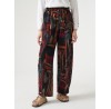 Vintage Print Dual Pocket Elastic Waist Pants For Women