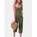 Solid Color Button Pocket Zipper Strap Sleeveless Loose Casual Jumpsuit Solid Color Button Pocket Zipper Strap Sleeveless Loose Casual Jumpsuit