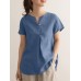 Solid Slit Short Sleeve Crew Neck Casual Loose Blouse Solid Slit Short Sleeve Crew Neck Casual Loose Blouse