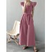 Solid Ruffle Sleeve Pocket Square Collar Wide Leg Jumpsuit Solid Ruffle Sleeve Pocket Square Collar Wide Leg Jumpsuit