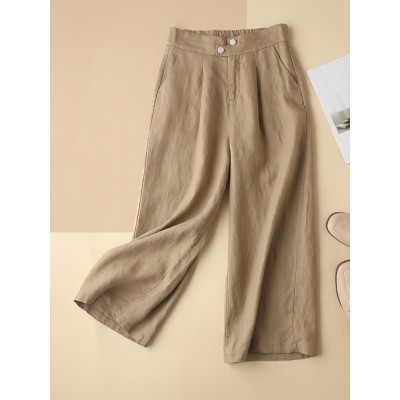 Solid Pocket Zip Front Elastic Waist Straight Leg Pants Solid Pocket Zip Front Elastic Waist Straight Leg Pants