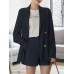 Solid Long Sleeve Button Front Pocket Two Pieces Suit Solid Long Sleeve Button Front Pocket Two Pieces Suit