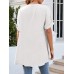 Solid Split Roll Sleeve High Low Hem Casual Blouse Solid Split Roll Sleeve High Low Hem Casual Blouse