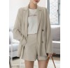 Solid Long Sleeve Button Front Pocket Two Pieces Suit