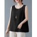 Cotton Solid Round Neck Sleeveless Casual Tank Top Cotton Solid Round Neck Sleeveless Casual Tank Top